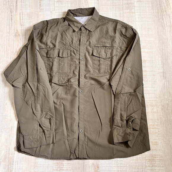 Men's Long Sleeve Shirt Summer Lightweight Shirt Hiking Nylon Outdoor Work Cargo - Picture 2 of 9
